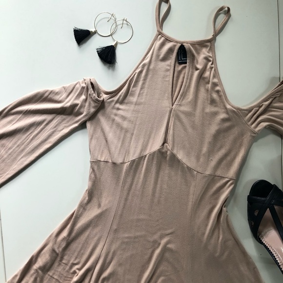 Forever 21 Dresses & Skirts - Tan / nude cold shoulder dress | WORN ONCE